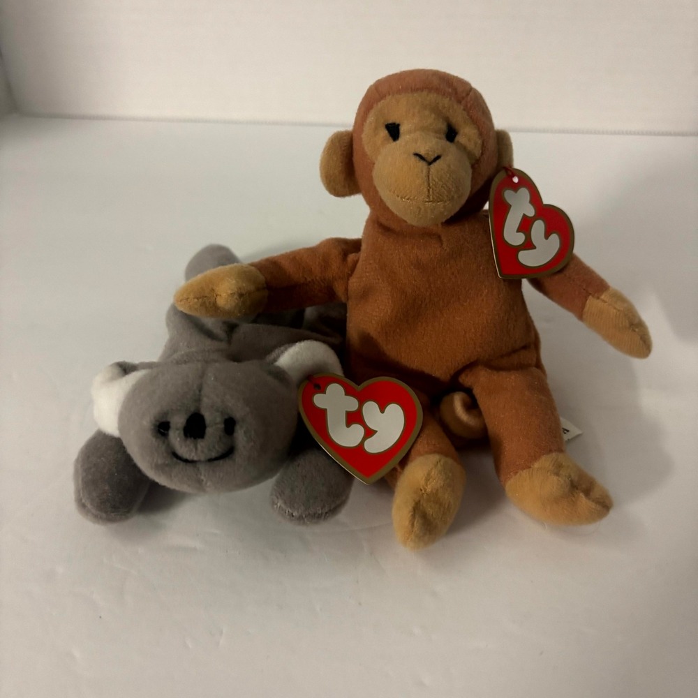 TY Teenie Beanie Babies Bongo Monkey Mel Koala McDonald's Plush Lot of 2 Tags